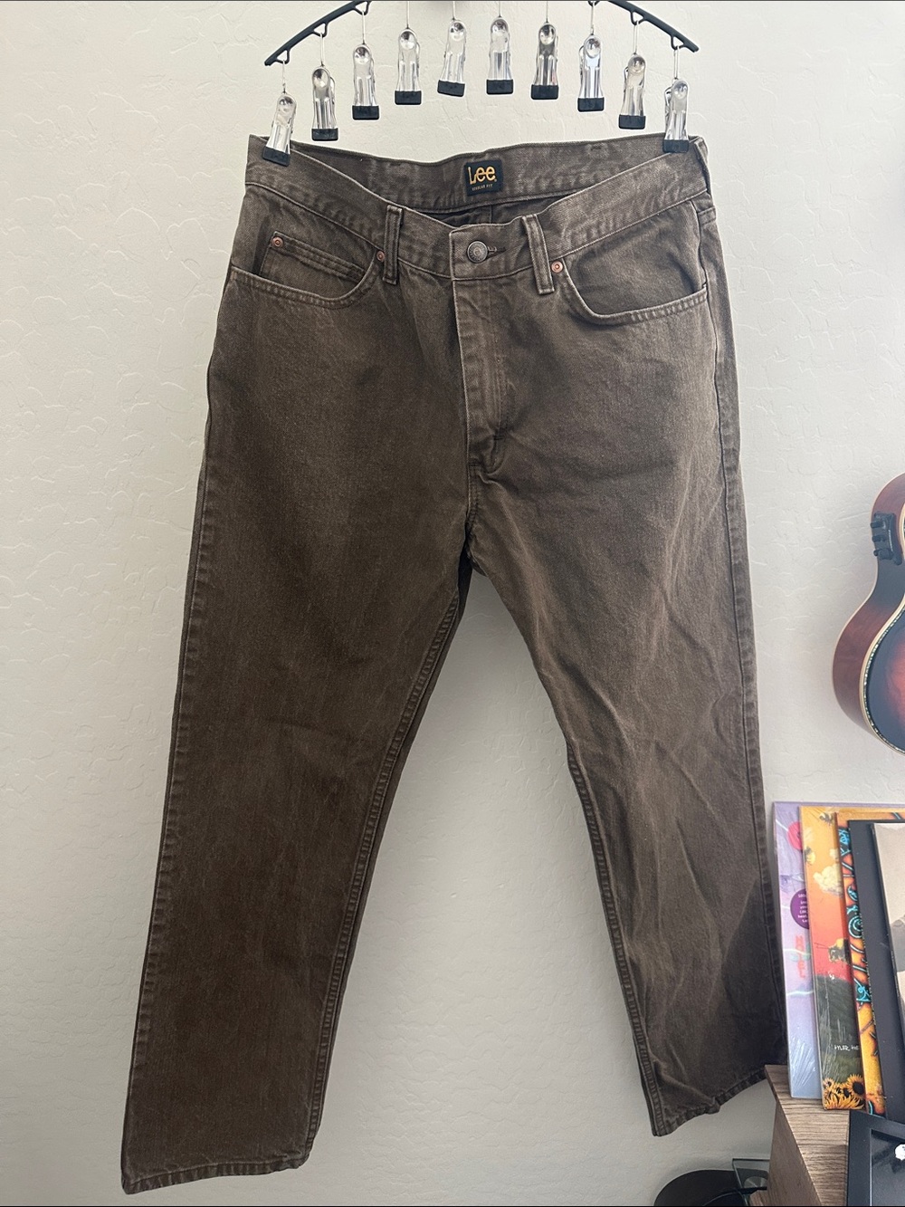 Lee Men's Dark Brown Straight Jeans